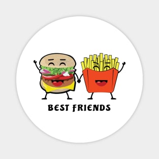 Best Friends - Burger and Fries - Funny Illustration Magnet